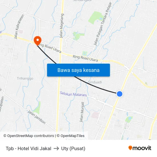 Tpb - Hotel Vidi Jakal to Uty (Pusat) map
