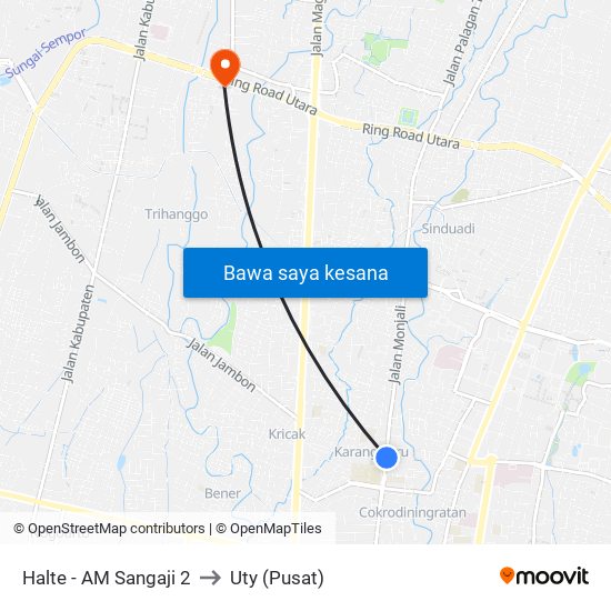 Halte - AM Sangaji 2 to Uty (Pusat) map