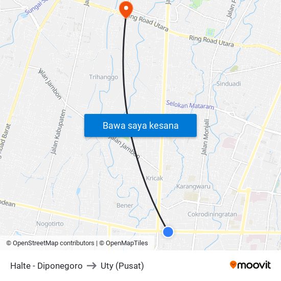 Halte - Diponegoro to Uty (Pusat) map