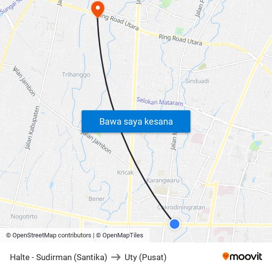 Halte - Sudirman (Santika) to Uty (Pusat) map