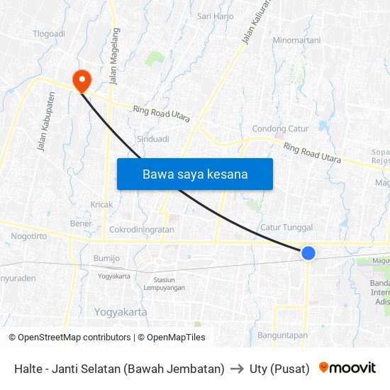 Halte - Janti Selatan (Bawah Jembatan) to Uty (Pusat) map