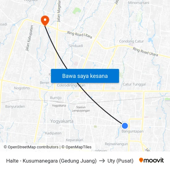 Halte - Kusumanegara (Gedung Juang) to Uty (Pusat) map
