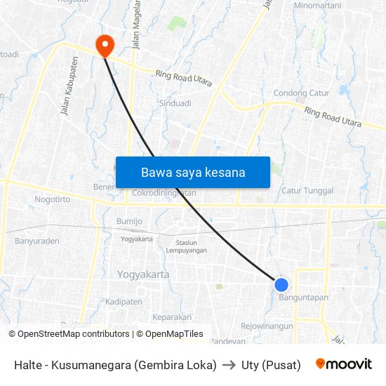 Halte - Kusumanegara (Gembira Loka) to Uty (Pusat) map