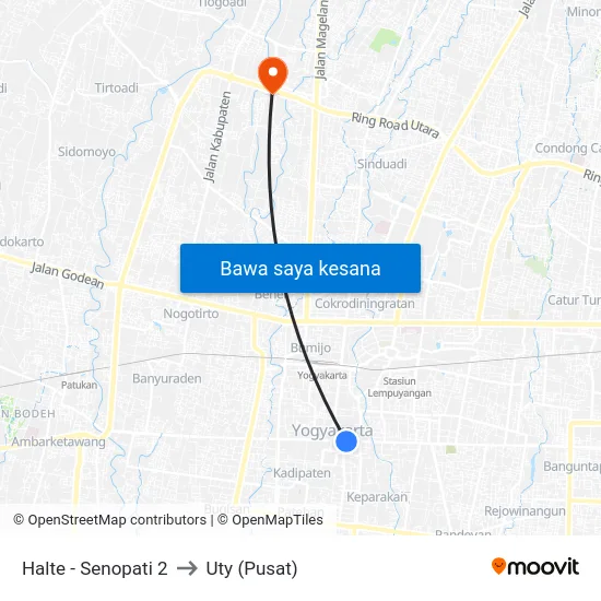 Halte - Senopati 2 to Uty (Pusat) map