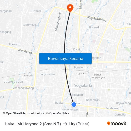 Halte - Mt Haryono 2 (Sma N 7) to Uty (Pusat) map