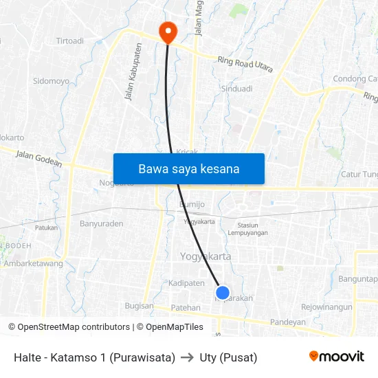 Halte - Katamso 1 (Purawisata) to Uty (Pusat) map