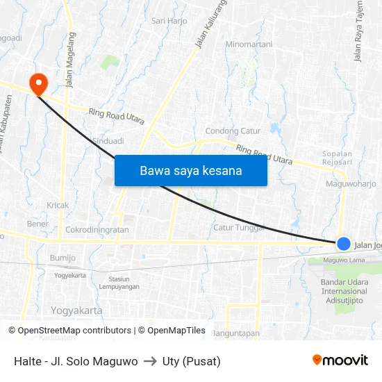 Halte - Jl. Solo Maguwo to Uty (Pusat) map