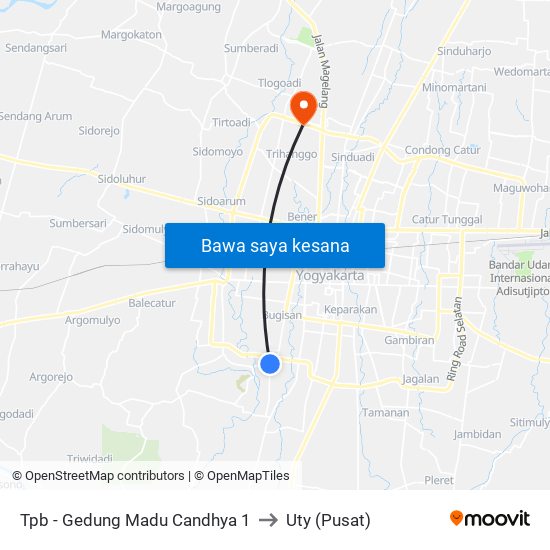 Tpb - Gedung Madu Candhya 1 to Uty (Pusat) map