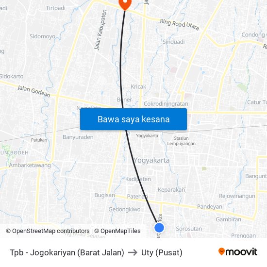 Tpb - Jogokariyan (Barat Jalan) to Uty (Pusat) map