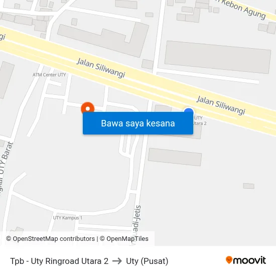 Tpb - Uty Ringroad Utara 2 to Uty (Pusat) map