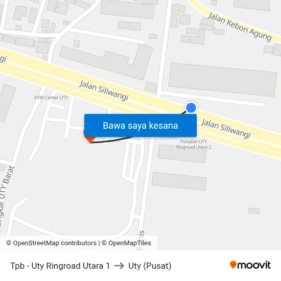 Tpb - Uty Ringroad Utara 1 to Uty (Pusat) map