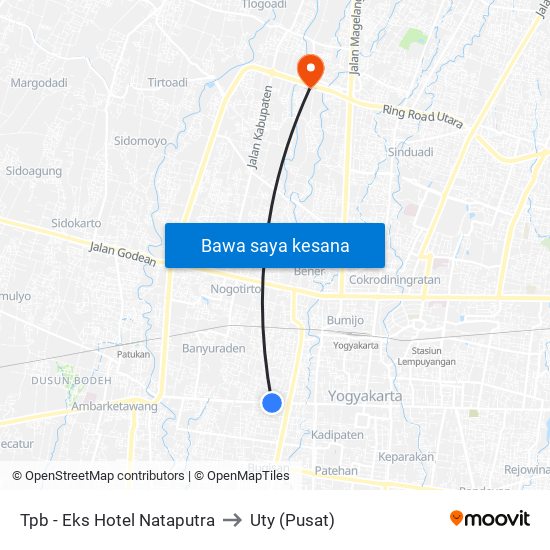 Tpb - Eks Hotel Nataputra to Uty (Pusat) map