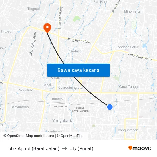 Tpb - Apmd (Barat Jalan) to Uty (Pusat) map