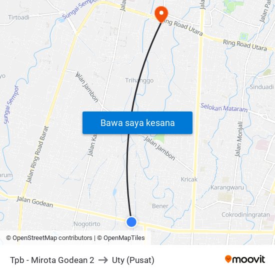 Tpb - Mirota Godean 2 to Uty (Pusat) map