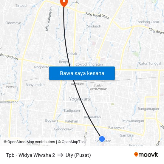 Tpb - Widya Wiwaha 2 to Uty (Pusat) map