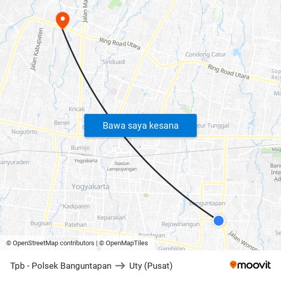 Tpb - Polsek Banguntapan to Uty (Pusat) map