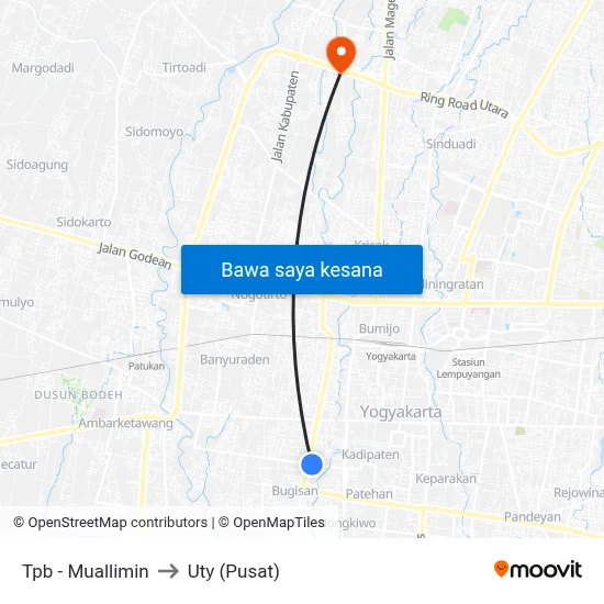 Tpb - Muallimin to Uty (Pusat) map