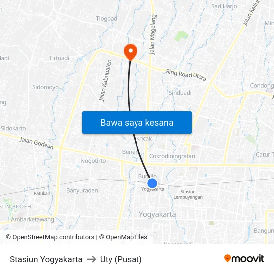 Stasiun Yogyakarta to Uty (Pusat) map