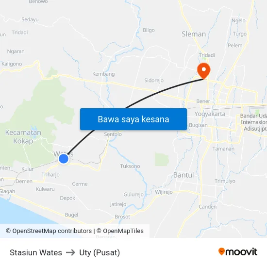 Stasiun Wates to Uty (Pusat) map