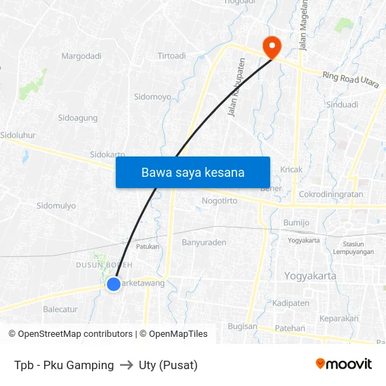 Tpb - Pku Gamping to Uty (Pusat) map