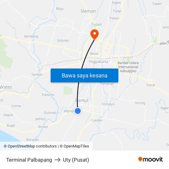 Terminal Palbapang to Uty (Pusat) map