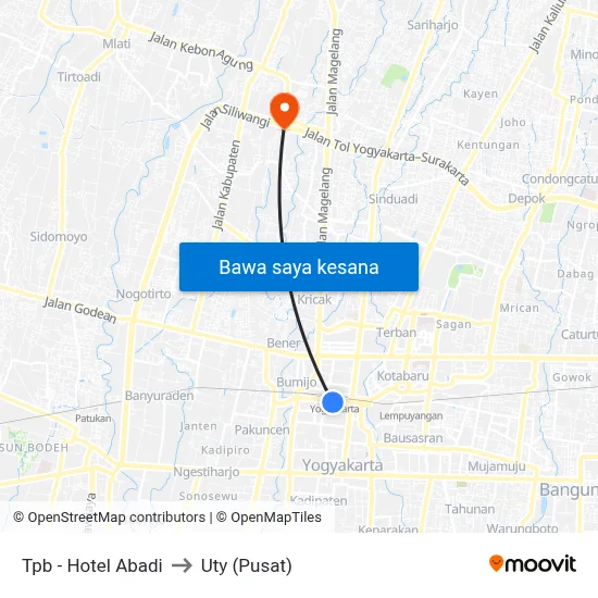 Tpb - Hotel Abadi to Uty (Pusat) map