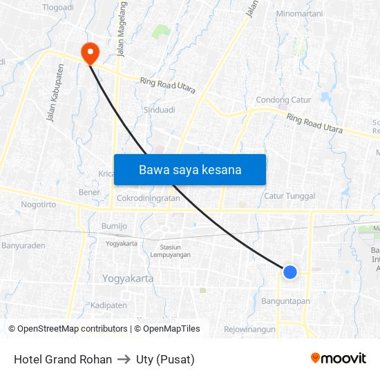 Hotel Grand Rohan to Uty (Pusat) map