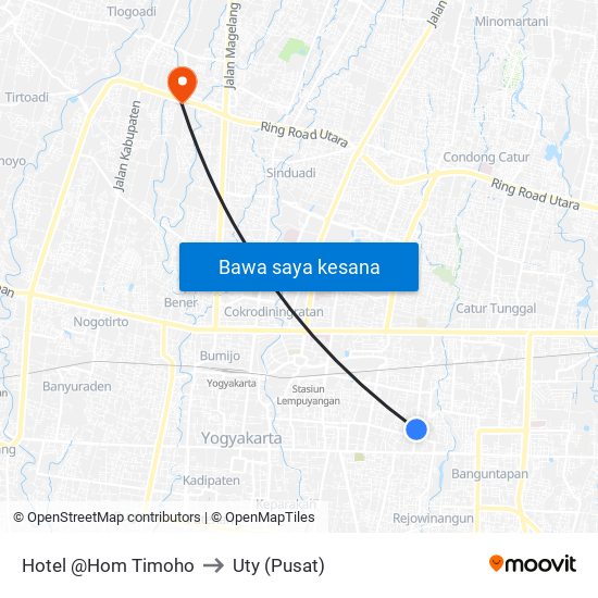 Hotel @Hom Timoho to Uty (Pusat) map