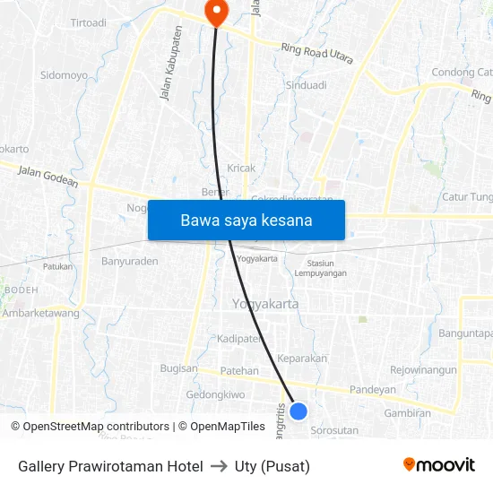 Gallery Prawirotaman Hotel to Uty (Pusat) map