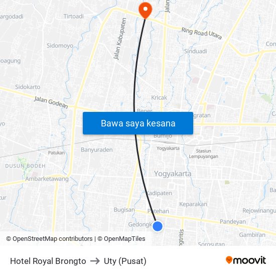 Hotel Royal Brongto to Uty (Pusat) map