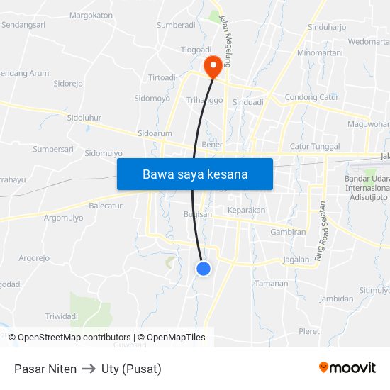 Pasar Niten to Uty (Pusat) map