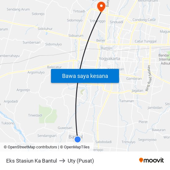 Eks Stasiun Ka Bantul to Uty (Pusat) map