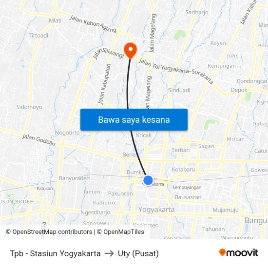 Tpb - Stasiun Yogyakarta to Uty (Pusat) map