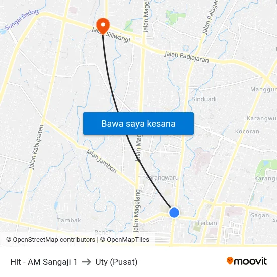 Hlt - AM Sangaji 1 to Uty (Pusat) map