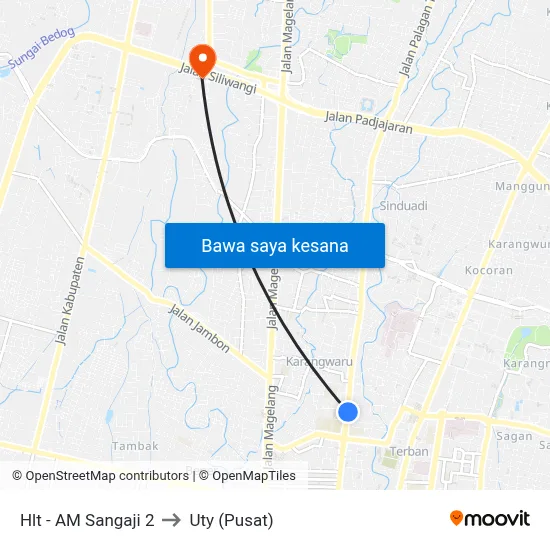 Hlt - AM Sangaji 2 to Uty (Pusat) map