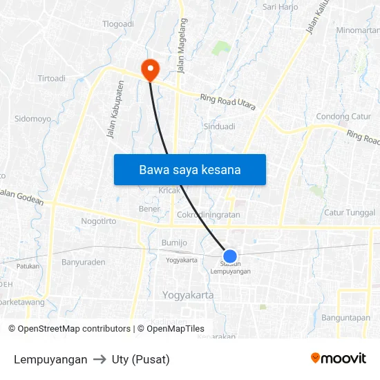Lempuyangan to Uty (Pusat) map