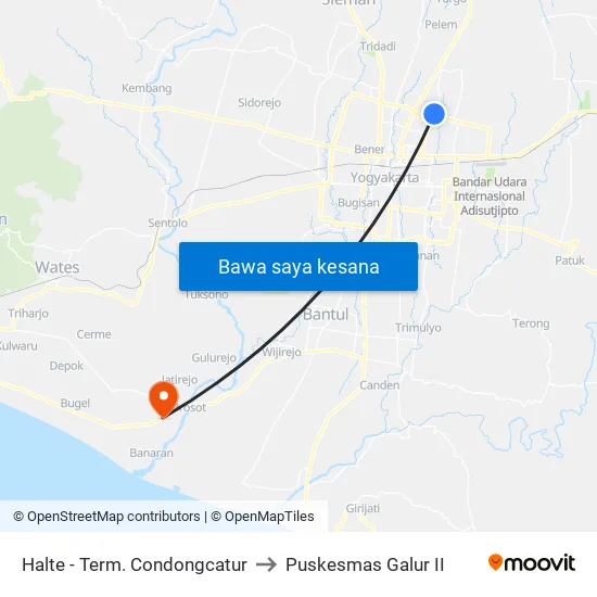 Halte - Term. Condongcatur to Puskesmas Galur II map