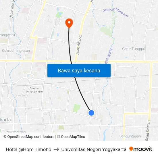 Hotel @Hom Timoho to Universitas Negeri Yogyakarta map