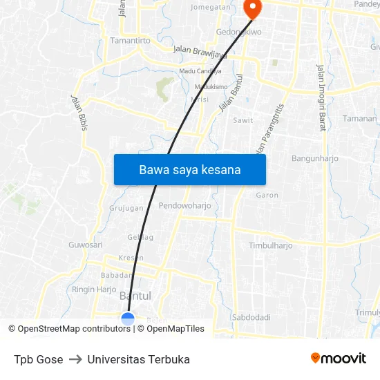 Tpb Gose to Universitas Terbuka map