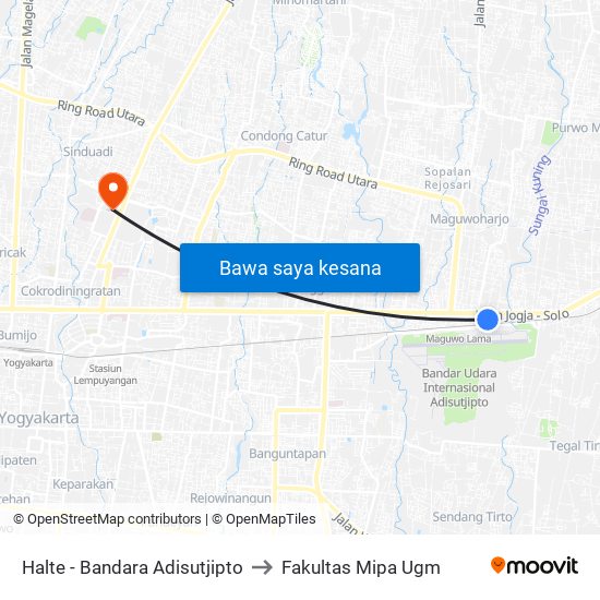 Halte - Bandara Adisutjipto to Fakultas Mipa Ugm map