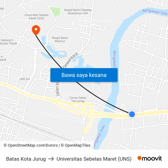 Batas Kota Jurug to Universitas Sebelas Maret (UNS) map