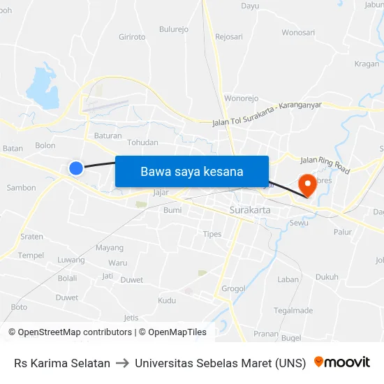 Rs Karima Selatan to Universitas Sebelas Maret (UNS) map