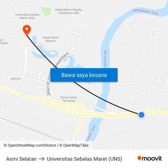 Asmi Selatan to Universitas Sebelas Maret (UNS) map