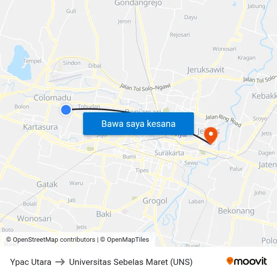 Ypac Utara to Universitas Sebelas Maret (UNS) map