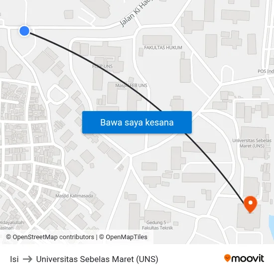 Isi to Universitas Sebelas Maret (UNS) map