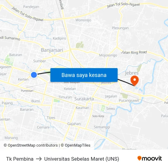 Tk Pembina to Universitas Sebelas Maret (UNS) map