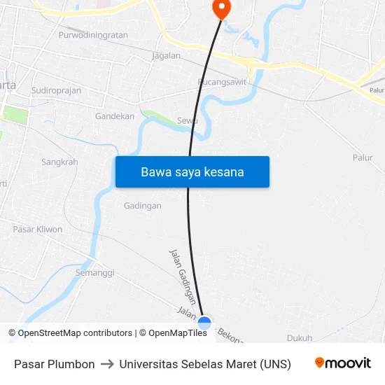 Pasar Plumbon to Universitas Sebelas Maret (UNS) map