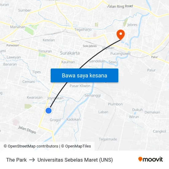 The Park to Universitas Sebelas Maret (UNS) map