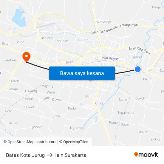 Batas Kota Jurug to Iain Surakarta map