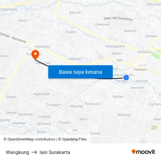Wangkung to Iain Surakarta map